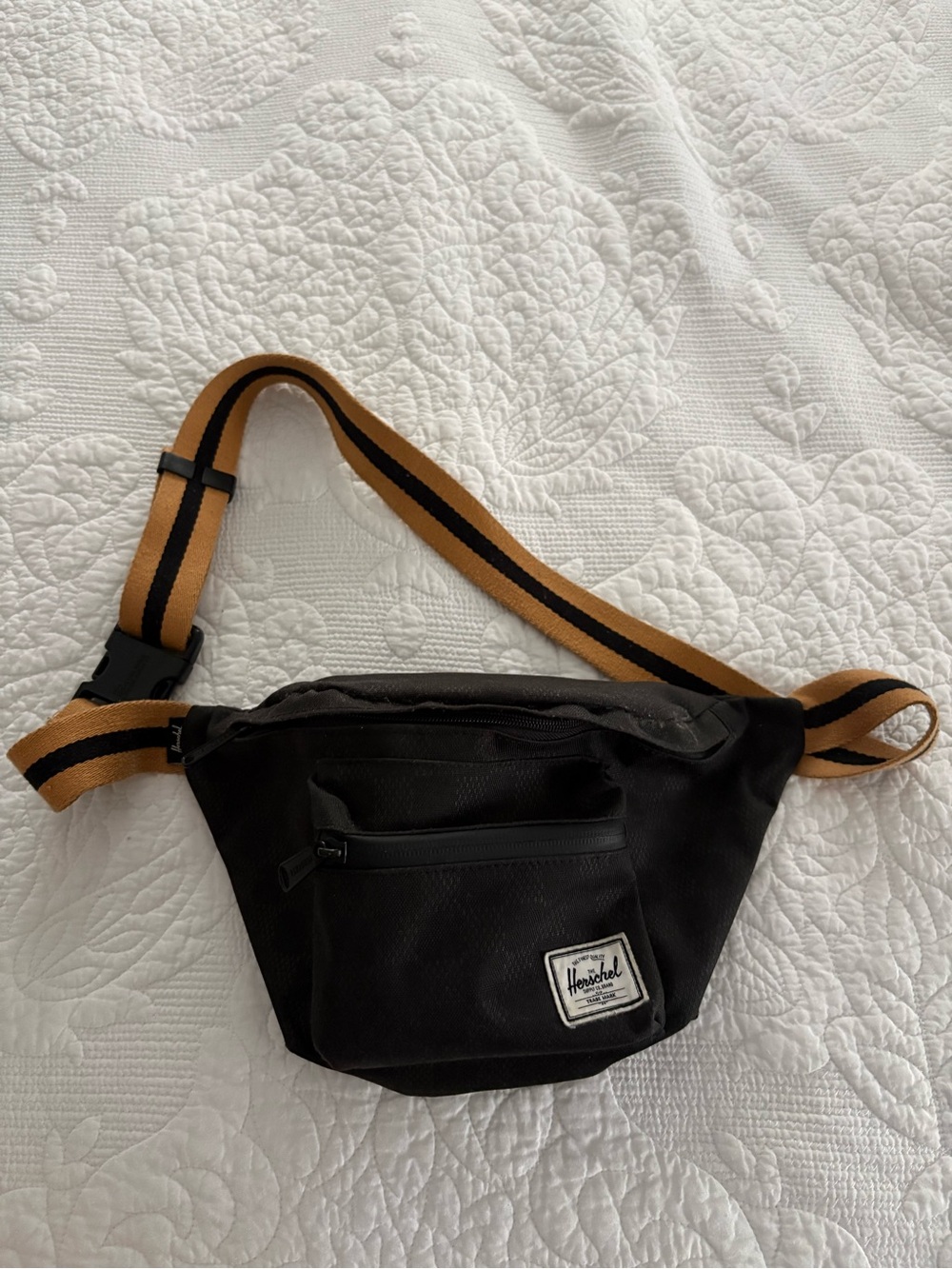 Herschel Supply Company Fanny Pack with Tan and Black Striped Strap